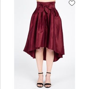 Burgundy High-Low Taffeta Skirt
